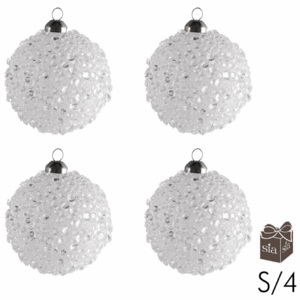 Vánoční baňka Sia Home Fashion skleněná, sada 4 ks barva bílá 8 cm