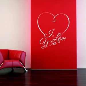 Samolepka na zeď - nápis I love you 2 (Rozměr: 108x120 cm)