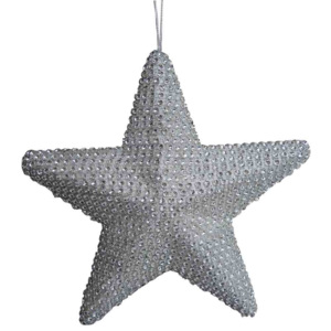 Vánoční ozdoba hvězda Stardeco s flitry barva champagne 22cm