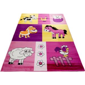 Kusový koberec dětský J0210 - Farma 3 - Fialový-120x170 cm