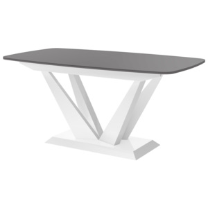 Jídelní stůl PERFETTO (šedo-bílá) + (Moderní rozkládací jídelní stůl ve vysokém lesku)