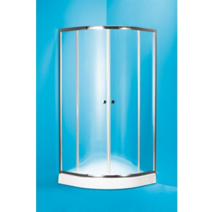 Sprchový kout s vaničkou NAVARRA - 195 cm, 90 cm × 90 cm, Univerzální, Hliník chrom, Matné bezpečnostní sklo - 5 mm HOPA