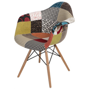 Mørtens Furniture Jídelní židle s dřevěnou podnoží Blom patchwork, barevná