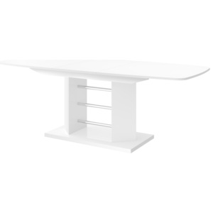 Jídelní stůl LINOSA 3 - 140 (bílá lesk/bílá lesk) ( Moderní rozkládací jídelní stůl ve vysokém lesku)
