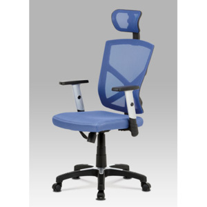 Autronic Kancelářská židle, modrá MESH+síťovina, plastový kříž, houpací mechanismus KA-H104 BLUE