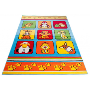 Kusový koberec dětský J0350 - Zvířátka-80x150 cm