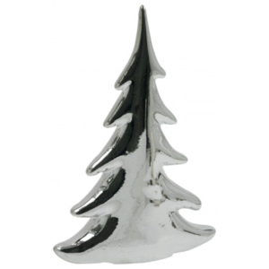 Vánoční dekorace stromek Home and styling collection keramika stříbrný 19cm
