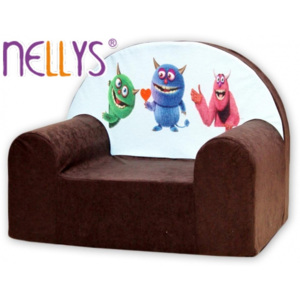 Dětské křesílko/pohovečka Nellys ® - Příšerky v hnědé