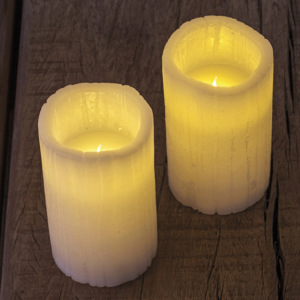 LED svíčka 2 set, 12,5 cm, bílá, rustikální