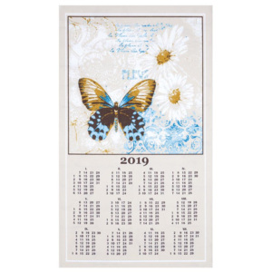 Olzatex Textilní kalendář, utěrka, MUCHA MOTÝL 2019, 40x70cm, bez hůlky