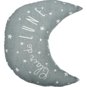 Šedý polštář, dekorativní polštář, polštář měsíc, měkký polštář, polštář s napisem - šedá barva, 30 x 27 cm