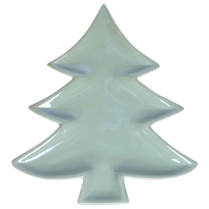 Zelený keramický talíř Ewax Christmas Tree, délka 19,5 cm