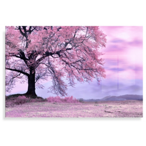 Skleněný obraz 60x40 - Růžový strom (Typ: KLASIK - bez vyvrtaných děr)