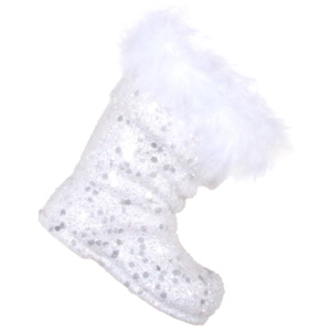 Vánoční ozdoba bota Shishi bílá 10cm