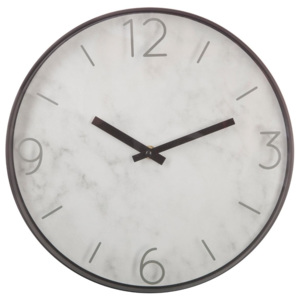 Kulaté hodiny, nástěnné hodiny, moderní hodiny MARBLE, barva šedá, Ø 30 cm