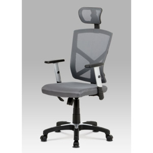 Autronic Kancelářská židle, šedá MESH+síťovina, plastový kříž, houpací mechanismus KA-H104 GREY