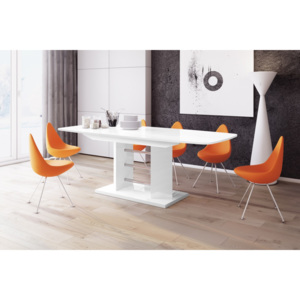 Jídelní stůl LINOSA 3 - 160 (bílá lesk) ( Moderní rozkládací jídelní stůl ve vysokém lesku)