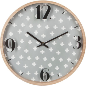 Kulaté hodiny, nástěnné hodiny, moderní hodiny ATOMIC, Ø 33 cm, barva šedá