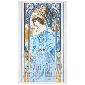 Olzatex Textilní kalendář, utěrka, MUCHA PANNA MODRÁ 2019, 40x70cm, bez hůlky