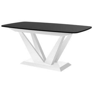 Jídelní stůl PERFETTO (černo-bílá) + (Moderní rozkládací jídelní stůl ve vysokém lesku)