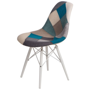 Mørtens Furniture Jídelní židle s bílou podnoží Desire patchwork, modrá