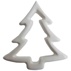 Vánoční ozdoba stromek Stardeco keramický závěsný bílý 6,9 cm