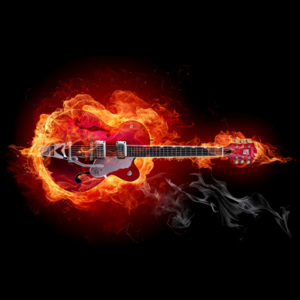 Plakát - Ohnivá kytara 2 (Rozměr: 60x37 cm)