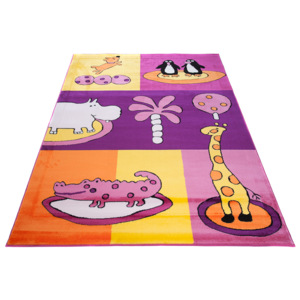 Kusový koberec dětský J0810 - ZOO 3 - fialový-100x160 cm