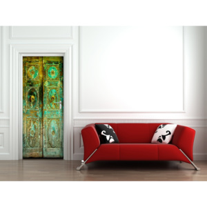 Tapeta na dveře - Staré zelené dveře (Rozměr: 92x210 cm)
