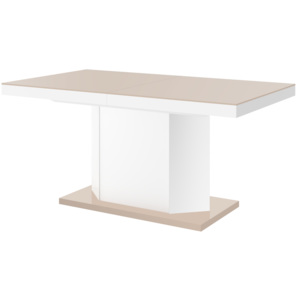 Rozkládací jídelní stůl AMIGO (cappucino-bílá) + (Moderní rozkládací jídelní stůl ve vysokém lesku)