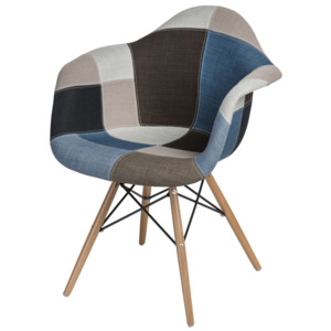 Mørtens Furniture Jídelní židle s dřevěnou podnoží Blom patchwork, modrá