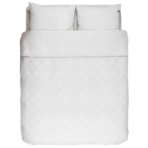 Bílá postel, bavlněné povlečení na postel, obrázkové povlečení, povlečení na jednolůžko, károvaný vzor, bílá barva, Essenza, 140 x 220 cm