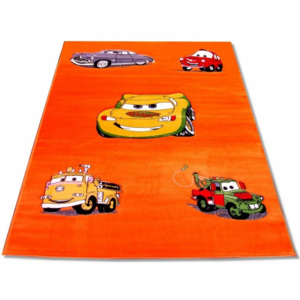 Kusový koberec dětský JE0170 - Auta na oranžové-100x200 cm