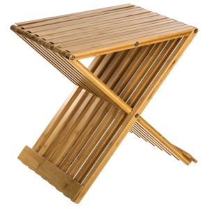 Taburet z přírodního bambusového dřeva, stolička, skládací stolička, opěrka nohou BAMBOU