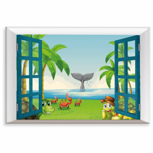 Dětský obraz zvířátka na pláži (60x40 cm) - InSmile ®
