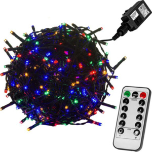 Vánoční LED osvětlení 20 m - barevná 200 LED + ovladač - zelený kabel - VOLTRONIC® M59745