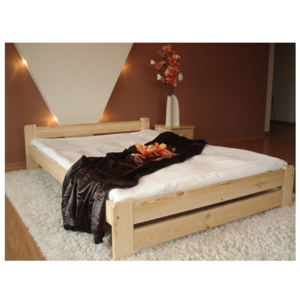 Kvalitní postel z masivu EURO + rošt z masivu 14 latí v ceně, Wenge - ořech, 140x200, Zvýšená +10cm