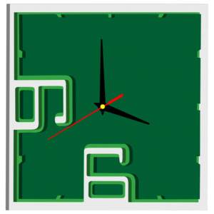 Plastové hodiny na stěnu - ROMANA, barva: bílá, zelená, tmavá zelená