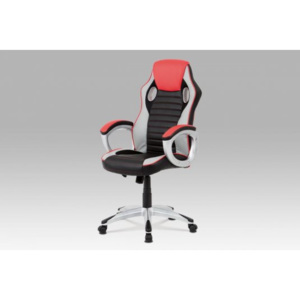 Herní židle na kolečkách Autronic KA-V507 RED – s područkami, ekokůže