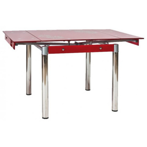 GD-082 Jídelní stůl, červená kov/tvrzené sklo červená