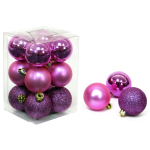 Sada 12 vánočních ozdob ve fialové barvě Unimasa Navidad