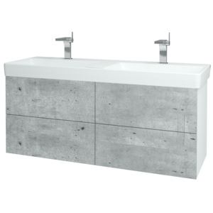 Dřevojas - Koupelnová skříň VARIANTE SZZ4 130 - N01 Bílá lesk / D01 Beton (165185)