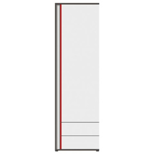 Graphic II Skříň REG1D2SP/B šedý wolfram/bílá/červená