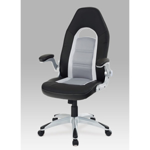 Kancelářská židle na kolečkách Autronic KA-T205 BK – sport. design, koženka, černá/šedá