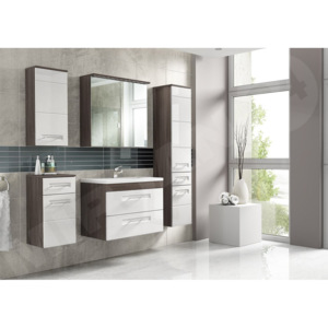 Koupelnový nábytek Somo II 80cm, 021-barva avola / bílý lesk , sifon ne MIRJAN