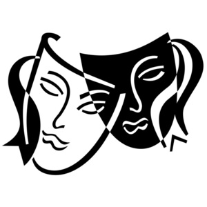Antické divadelní masky - samolepka na zeď