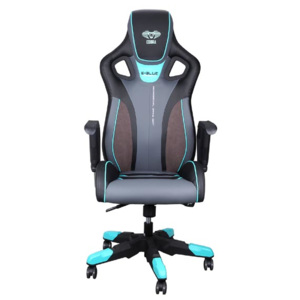 Herní židle na kolečkách E-Blue COBRA III – umělá kůže, černá/modrá