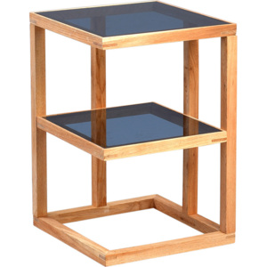 Artenat Odkládací stolek Urban, 40 cm, masiv/sklo Barva: ořech / šedá