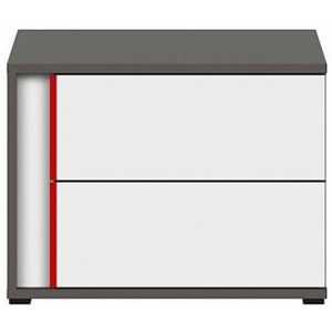 Graphic II Noční stolek KOM2SP/B šedý wolfram/bílá/červená