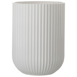 Bílá skleněná váza J-Line Ribbed, výška 23,5 cm